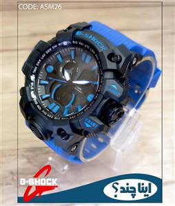 ساعت مچی مردانه جیشاک آبی دو زمانه ساعت GSHOCK کد ASM26