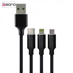 کابل USB به microUSB /لایتنینگ/ USB-C بیاند مدل BA-918 به طول 1 متر 