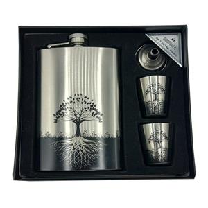 ست قمقمه جیبی استیل دو شات مدل درخت زندگی