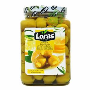 زیتون سبز با مغز لیمو 1/5 کیلو لوراس – loras