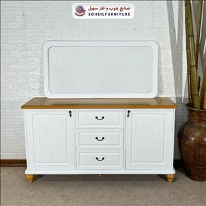 آینه کنسول چوبی کشودار مدرن مدل 140 سهیل(روکش طبیعی چوب بلوط)