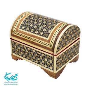 جعبه حلقه خاتم کاری صندوقچه ای رنگ تیره