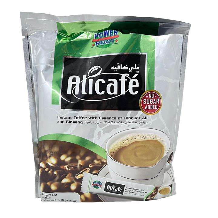 قهوه فوری علی کافه مدل بدون شکر و همراه جنسینگ 20 عددی (240 گرم) Alicafe