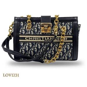 کیف رو دوشی زنانه دیور بند زنجیردار مشکی کد 100116