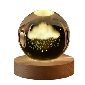 چراغ خواب مدل گوی کریستالی طرح ابر و باران 3D