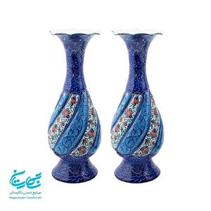 گلدان جفتی میناکاری 16 سانتی با جعبه