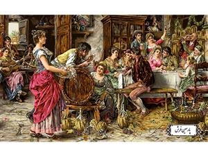 نخ و نقشه تابلو فرش طرح کافه روس – کد NF2310