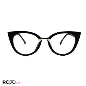 عینک طبی چشم گربه‌ای با فریم مشکی رنگ، دسته طرح دار فندی مدل GY97320 