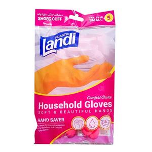 دستکش خانگی ظرفشویی ساق کوتاه لندی پلاستیک سایز متوسط