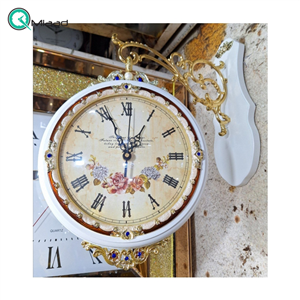 ساعت دیواری دو طرفه مدل LX.1001، ساعت دو طرفه وارداتی بسیار بی‌نظیر با دو رنگ و متریال تمام چوب، صفحه کرم و رنگ سفید