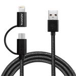 Cable: AData 2 in 1 USB To Lightning/Micro USB 2m