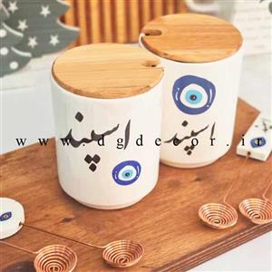 جا اسپندی سرامیکی درب چوبی