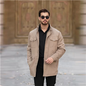 کت تک کاپشنی هشت جیب مدل فادیا رنگ کرم خاکی کد 420