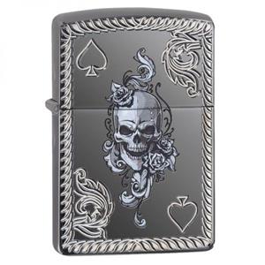 فندک اورجینال بنزینی زیپو مدل Zippo 29666 SPADE & SKULL DESIGN