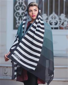 شال نخ طرح راه راه فندی کد 1038