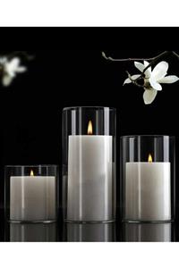 جا شمعی گلدان ست استوانه شیشه ای 3تایی برند Paşabahçe کد 1707091333