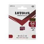 کارت حافظه microSDXC ظرفیت 64 گیگابایت لوتوس مدل UHS-l A1 667X