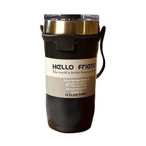 ماگ سفری مدل hello friend کد M170 گنجایش 0.55 لیتر