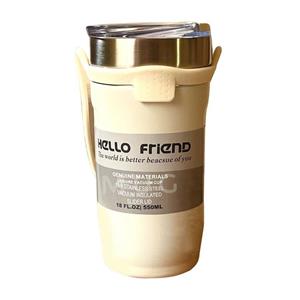 ماگ سفری مدل hello friend کد M169 گنجایش 0.55 لیتر