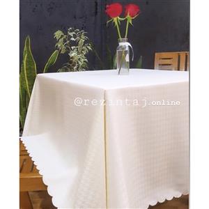 طرح کنزو کرم - رومیزی 4 نفره مستطیل 120*150 ژاگارد رزین تاژ