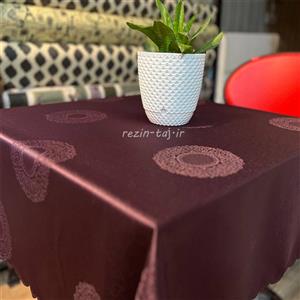 طرح رمانس بادمجانی - رومیزی 8 نفره گرد قطر 200 رزین تاژ