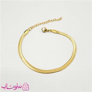 دستبند دخترانه هرینگبون طلایی استیل 4 میل کد 591