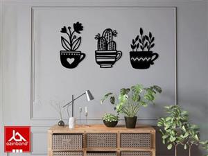 پک سه عددی قاب دیواری فلزی طرح گلدان کد 36