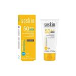 ضدآفتاب بیرنگ spf50 50 ساسکین مناسب پوست خشک و حساس Soskin 