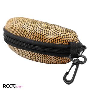 کیف عینک زیپ دار طرح صدفی، نارنجی رنگ و قلاب دار مدل 992557