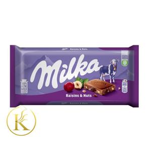 شکلات تابلت میلکا با مغز فندق و کشمش (100 گرم) milka