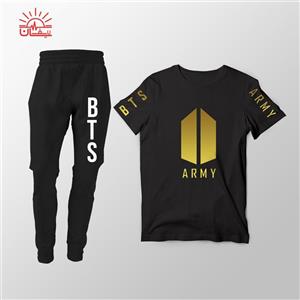 ست تیشرت مشکی و اسلش BTS