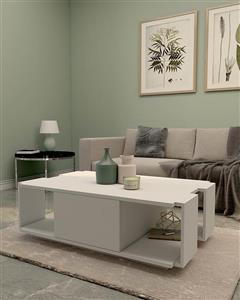 میز جلو مبلی ام دی اف سفید با اتصالات ترک درجه یک مدل C.T015