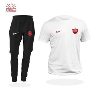 ست تیشرت سفید و اسلش پرسپولیس
