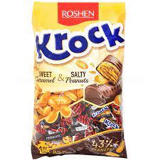 شکلات کاراملی روشن با مغز کرم بادام زمینی مدل کراک وزن ۱ کیلو گرم