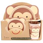 ظرف غذای 5 تکه کودک بامبو فایبر مدل میمون 1