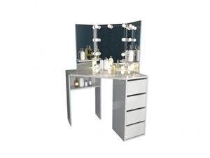 میز آرایش ساده عروس کنج دیوار لامپ دار سفید TM 172