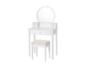 میز آرایش ساده عروس سفید چراغ دار شیک TM 154