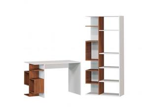 میز تحریر مدرن کتابخانه دار پسرانه سفید قهوه ای SMB 340