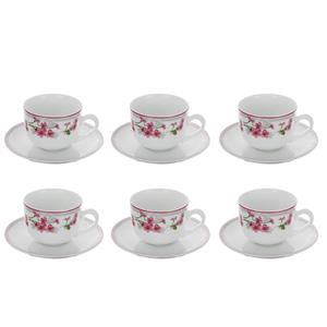 ست فنجان و نعلبکی 12 پارچه چینی زرین ایران مدل یاس درجه عالی Zarin Iran Yas Cup and Saucer Set 12 Pcs Top  Grade