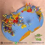 پازل چوبی کودک نقشه جهان با پرچم