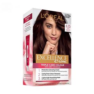 کیت رنگ مو لورال سری Excellence رنگ قهوه‌ای ماهگونی شماره 4.15