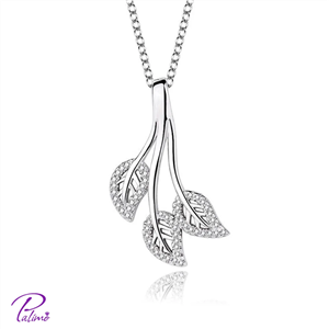 گردنبند نقره سه برگ کد N2127 با روکش طلای سفید 