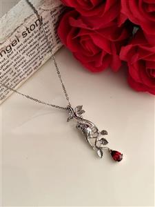 گردنبند زنانه ژوپینگ مدل پرنده نگین یاقوتی کد RS-1439