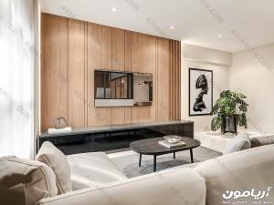 اجرای تی وی وال مدرن با چوب ترمو
