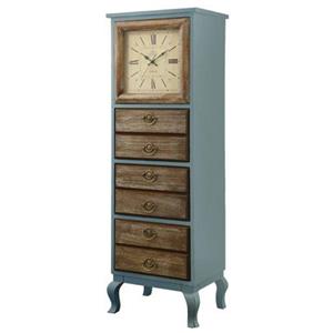 دراور ساعت چوبی لوتوس کد DRAWER WITH CLOCK- GRAY&BLUE&WHITE&BROWN DC-81-ALEXANDER سایز 127×32×42 CM سانتیمتر رنگ قهوه ای/سفید/ابی/طوسی