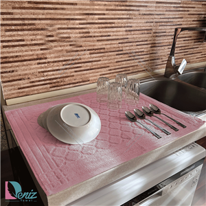 نمگیر ظروف آشپزخانه طرح خشتی رنگ کالباسی