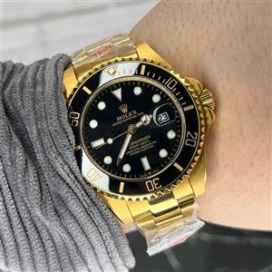 ساعت مچی مردانه رولکس ساب مارین Rolex Submariner طلایی صفحه مشکی AAA 904