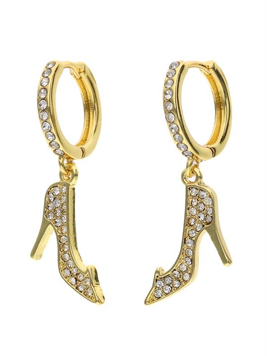 گوشواره کفش سیندرلا دیزنی با آبکاری طلا و نگین های زیرکونیا