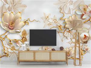 کاغذ دیواری سه بعدی گل طلایی M13510300