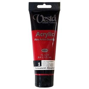 رنگ اکریلیک وستا مدل 01 Permanent Alizarin Crimson حجم 75 میلی لیتر